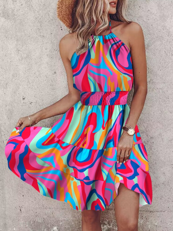 -Shoulder Halterneck Women Casual Dress