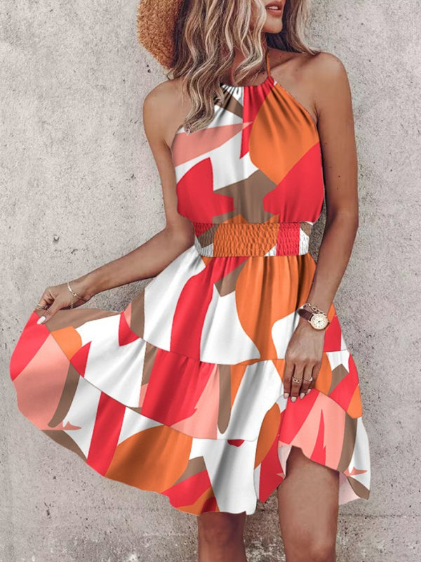 -Shoulder Halterneck Women Casual Dress