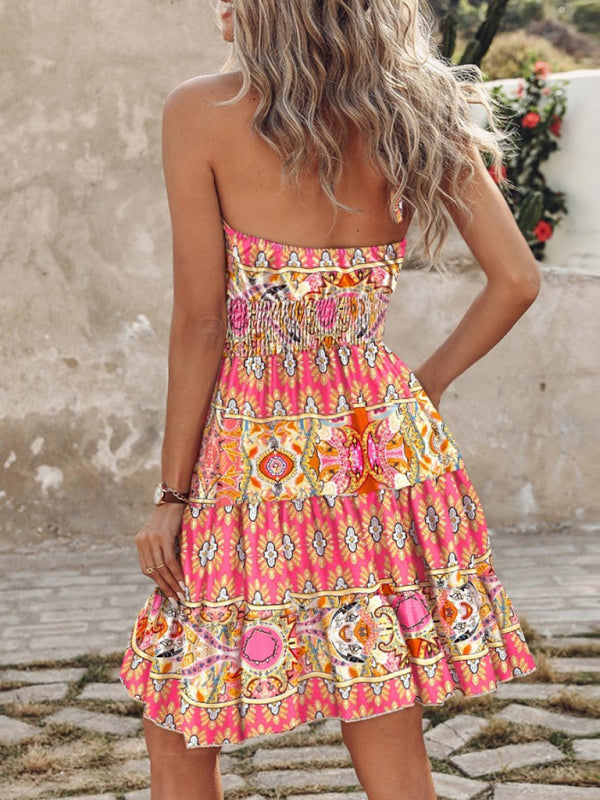 -Shoulder Halterneck Women Casual Dress