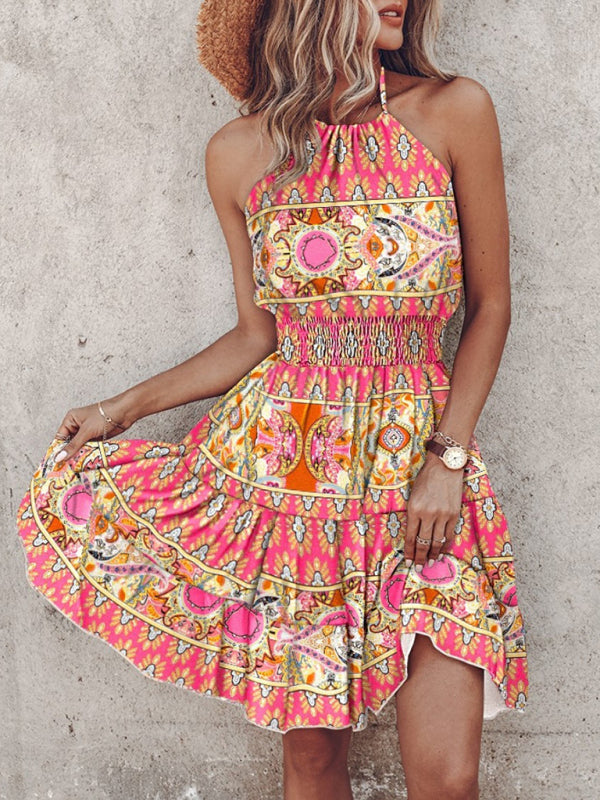 -Shoulder Halterneck Women Casual Dress