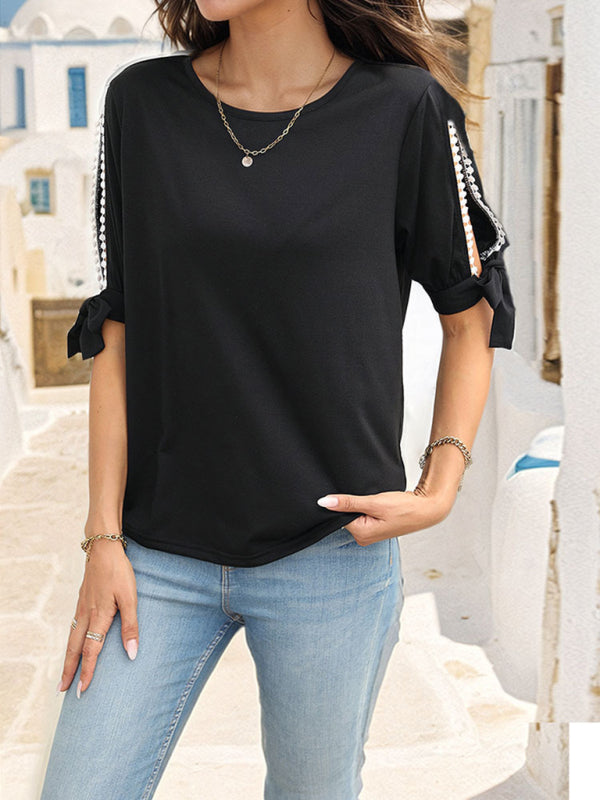 Joliet Women's Black Top With Hollow Shoulders