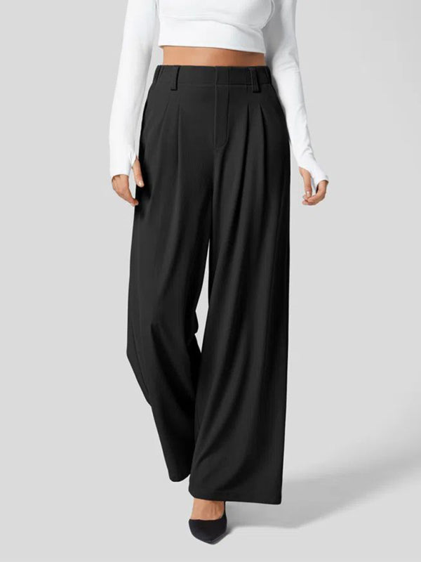 Olivia Women's Casual Loose Wide Leg Pocket High Waist Women's Pants