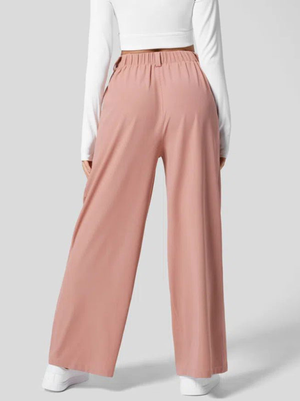 Olivia Women's Casual Loose Wide Leg Pocket High Waist Women's Pants