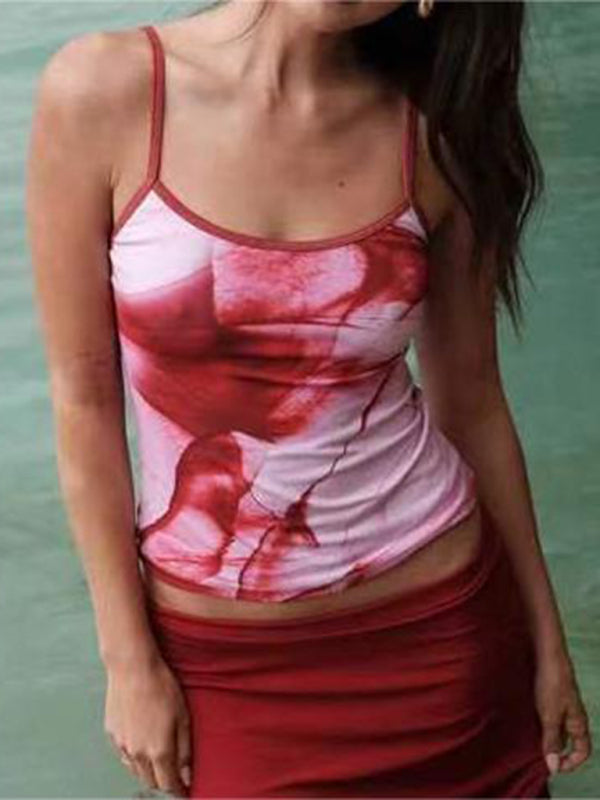 Eudora New Spring And Summer Contrasting Color Sexy Backless Slim Vest For Hot Girls