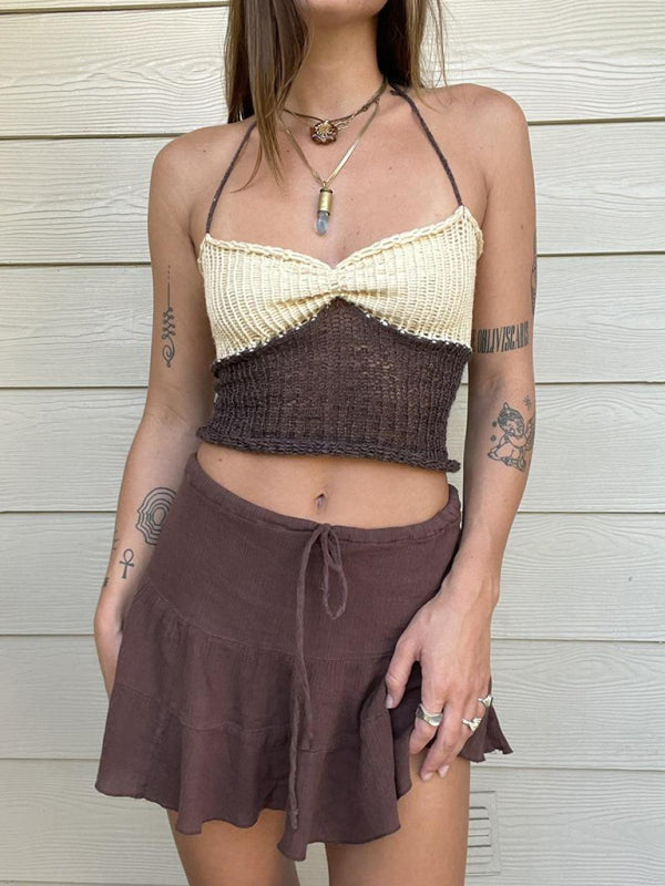 Avalon New Woolen Wool Vest Suspender Patchwork Beach Vest