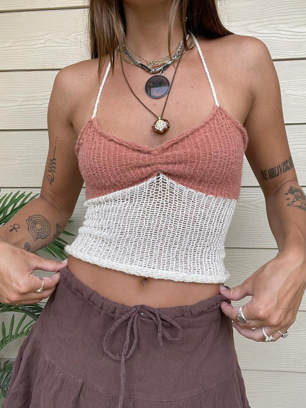 Avalon New Woolen Wool Vest Suspender Patchwork Beach Vest