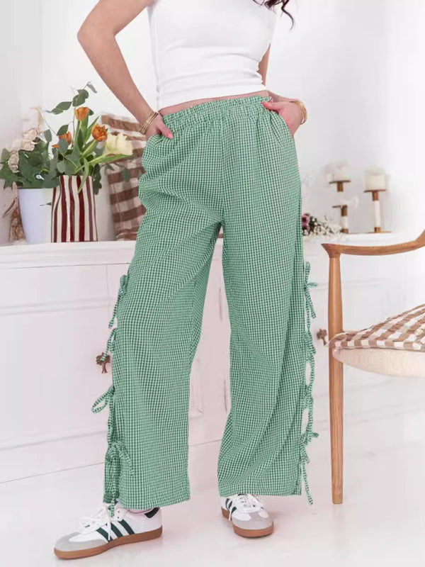 Erica Fashion Women's Plaid Strappy Casual Trousers