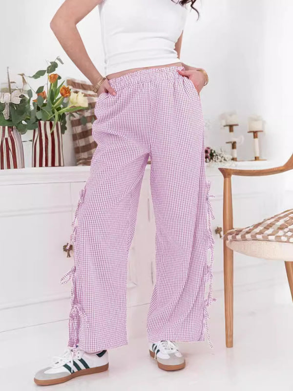 Erica Fashion Women's Plaid Strappy Casual Trousers