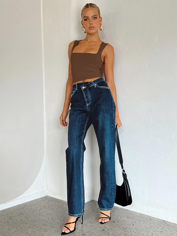 Lysanne New Sexy Hot Girl Square Neck Slim Fit Sleeveless Vest