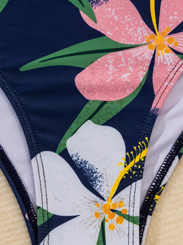Frankie New Split Swimsuit High Waist Bikini Ruffle Leaf Print Multicolor Swimsuit