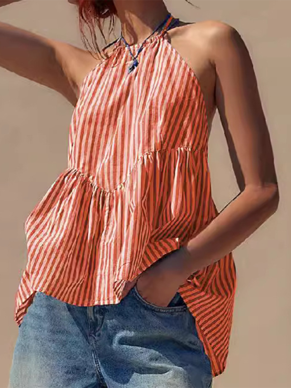 Celestina New Y2K Fashion Women's Striped Strappy Backless Sexy Hot Top