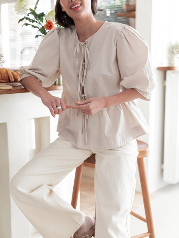 Idalia New Women's Fashion Striped Lace-Up Shirt Tops
