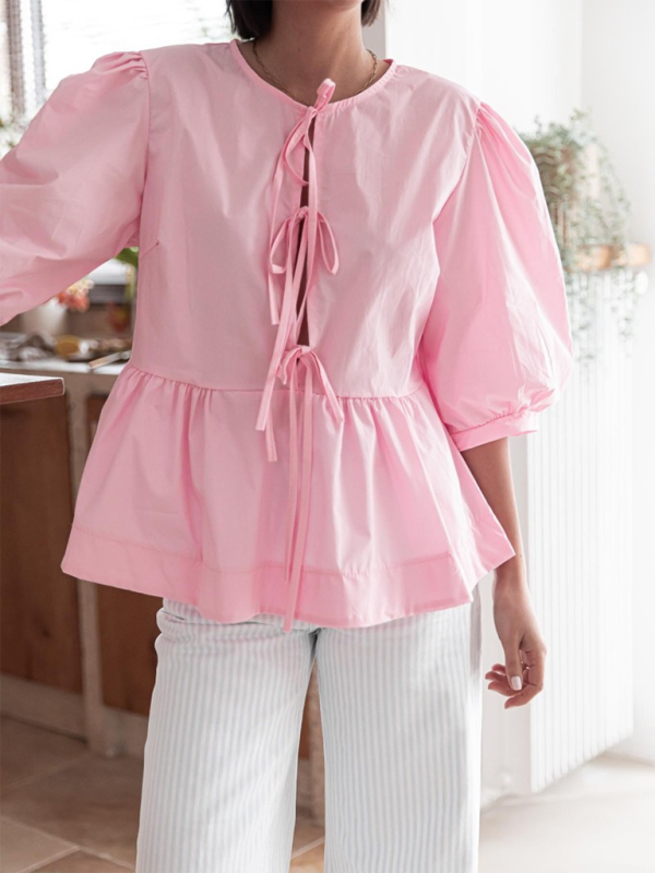 Idalia New Women's Fashion Striped Lace-Up Shirt Tops