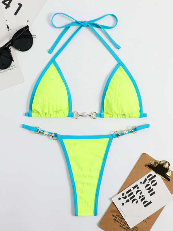 Lia Women's Swimwear Sexy Solid Color Two-Piece Bikini Suit
