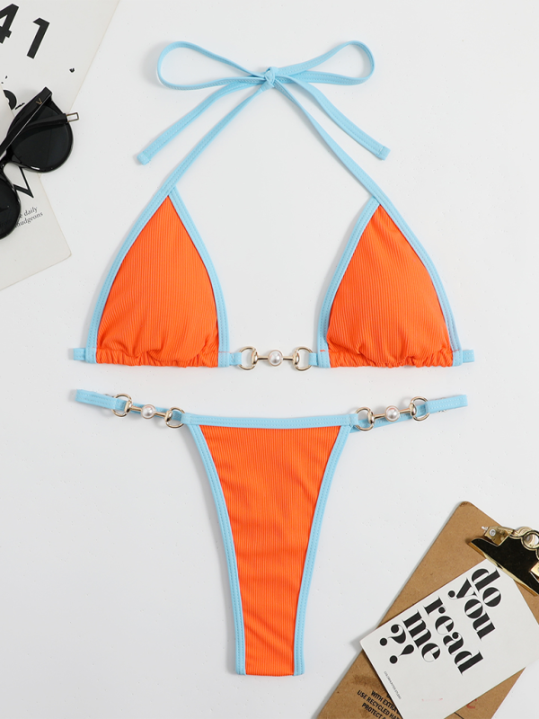 Lia Women's Swimwear Sexy Solid Color Two-Piece Bikini Suit