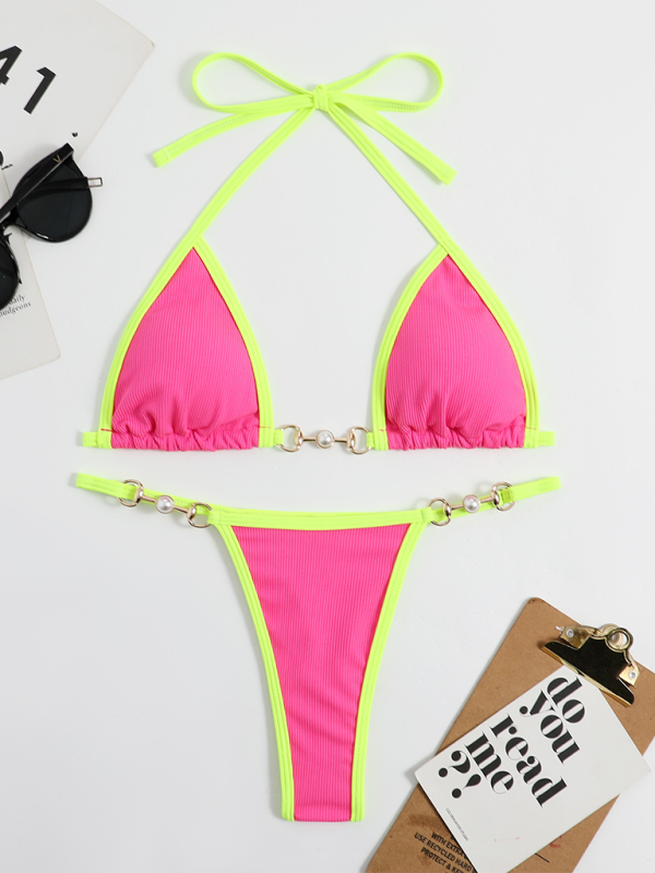 Lia Women's Swimwear Sexy Solid Color Two-Piece Bikini Suit