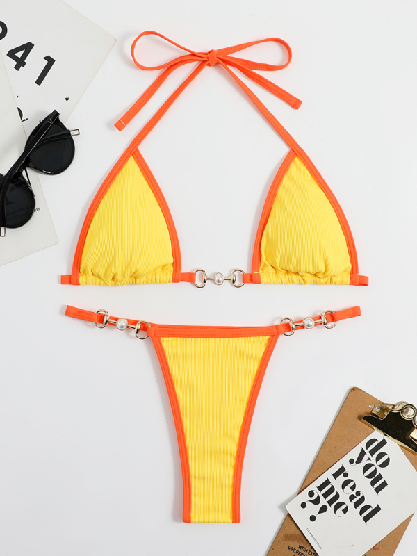 Lia Women's Swimwear Sexy Solid Color Two-Piece Bikini Suit