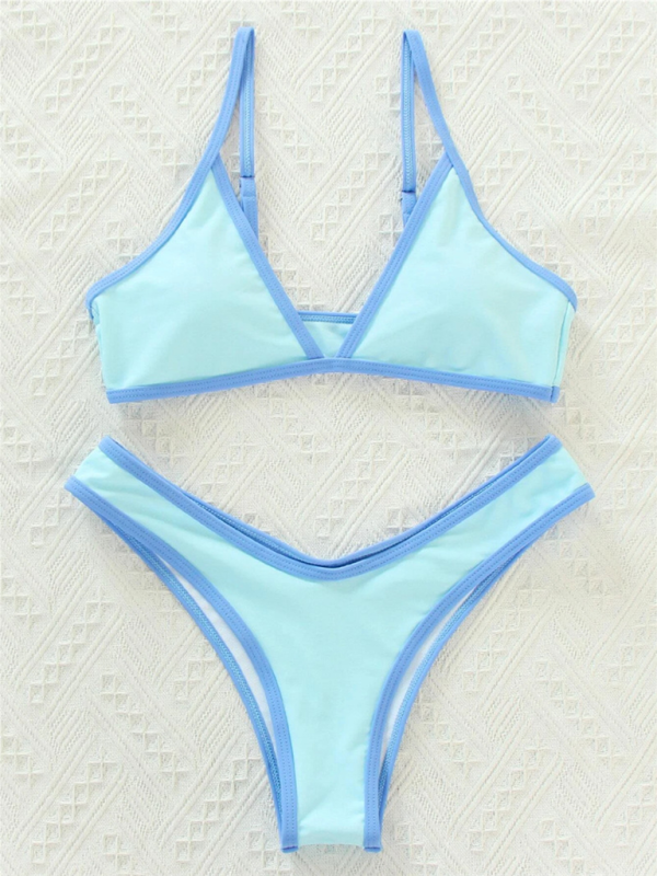 Delaney Women's Solid Color Bikini Sexy Sports Contrast Color Two-Piece Bikini
