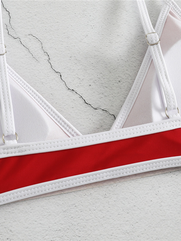 Delaney Women's Solid Color Bikini Sexy Sports Contrast Color Two-Piece Bikini