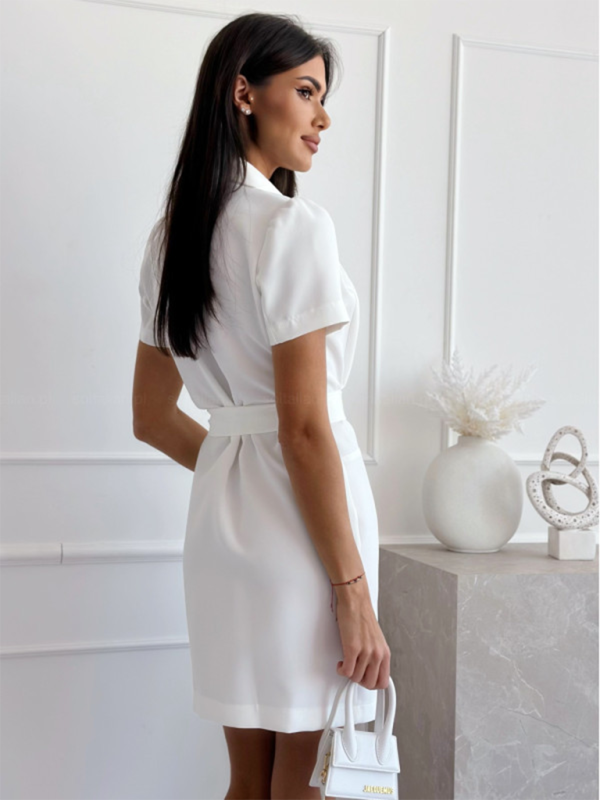 Ruby New Woman Fashionable and Sweet Suit Collar Double-Breasted Solid Color Dress