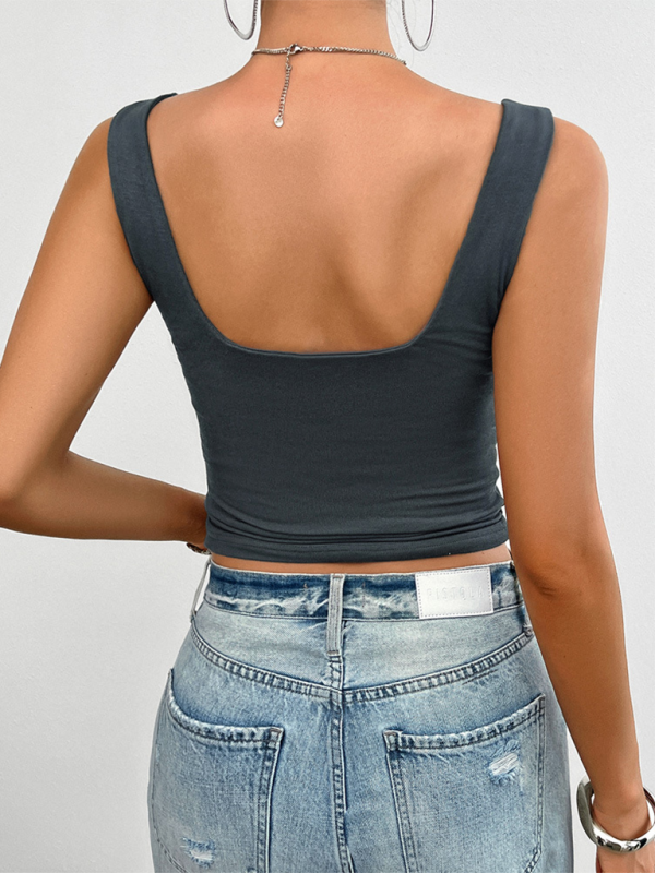 Carys Solid Color Slim Fit Twist Halter Top