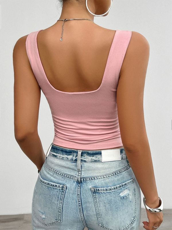 Carys Solid Color Slim Fit Twist Halter Top