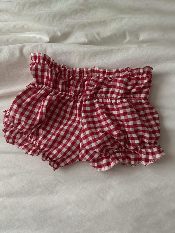 Adelina Casual Plaid Shorts Fashionable Lace Sexy Women's Low Waist Pants