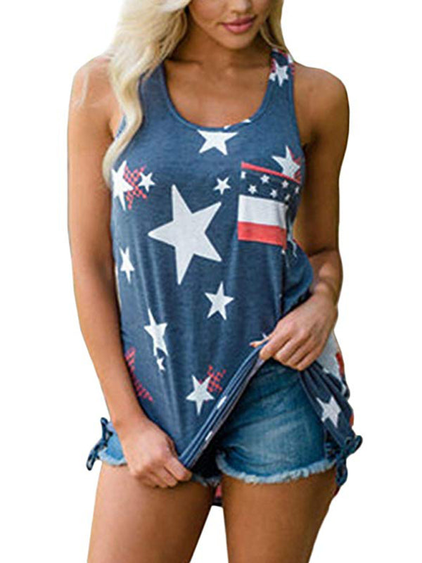 Delta Women's Independence Day Flag Print Loose Casual Tank Top