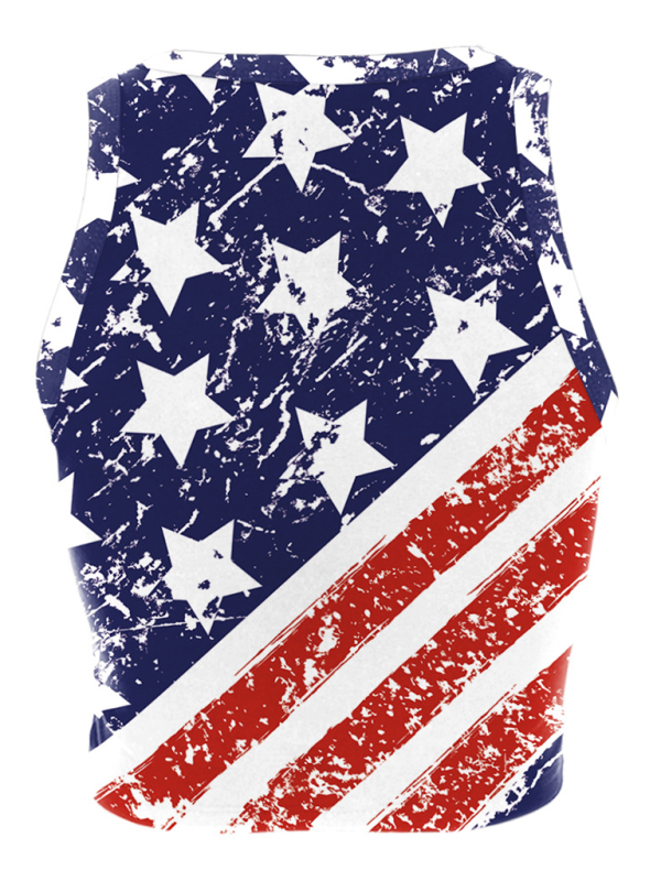 Deirdre American Independence Day Flag Digital Print Sleeveless Off Shoulder Tank Top