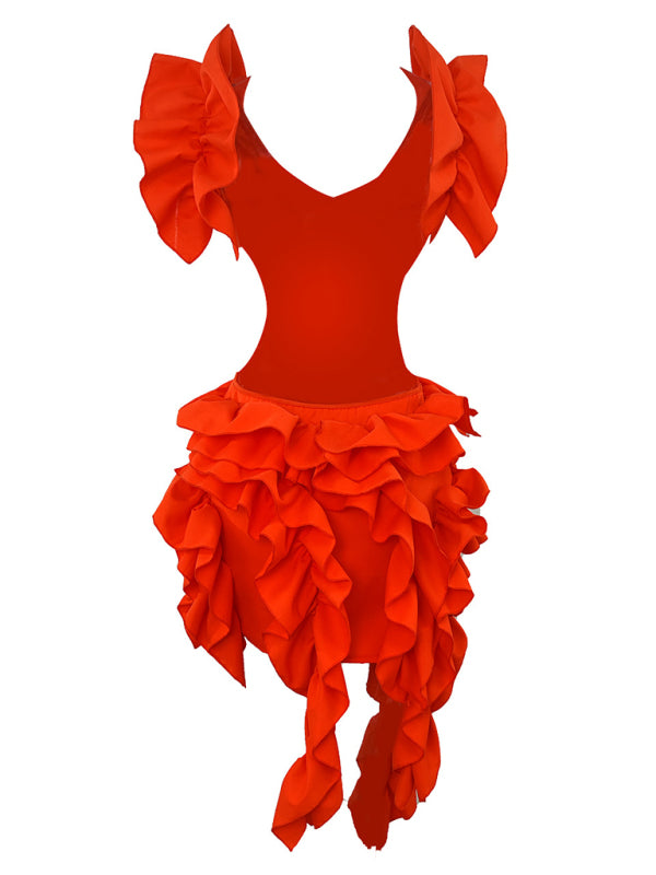 Kaylee Women's New Sleeveless Pleated Backless Mini Dress Irregular Curling Sexy Dress