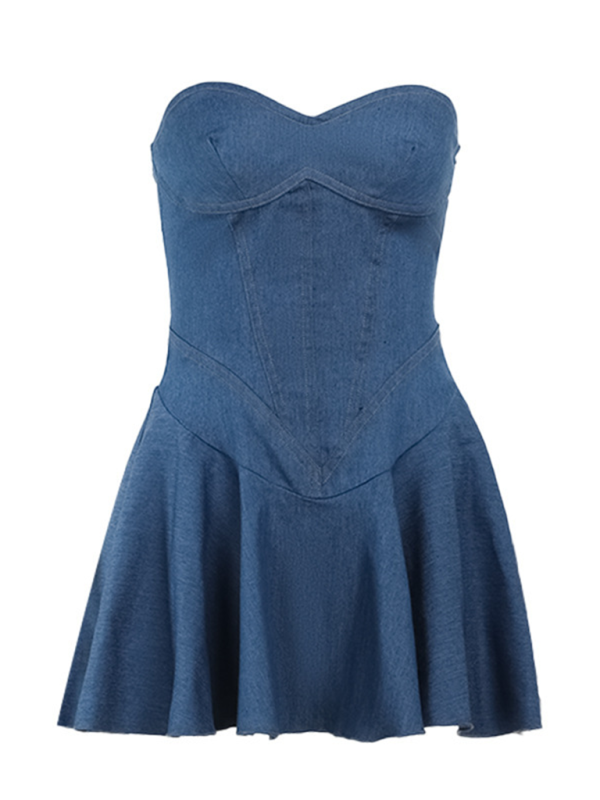 Brianna Ladies New Sexy Solid Color Tube Top Dress