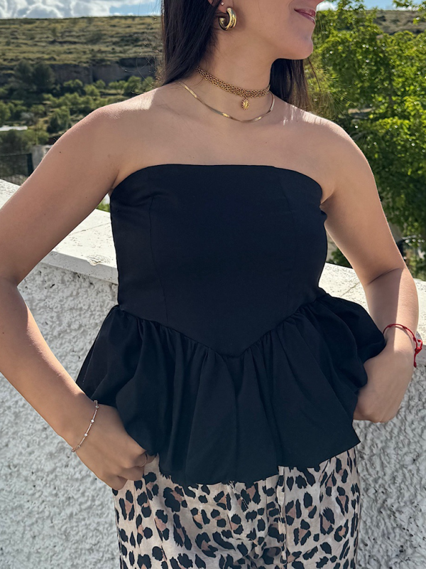 Elira New Women's Y2K Tube Top Splicing Sexy Bubble Top