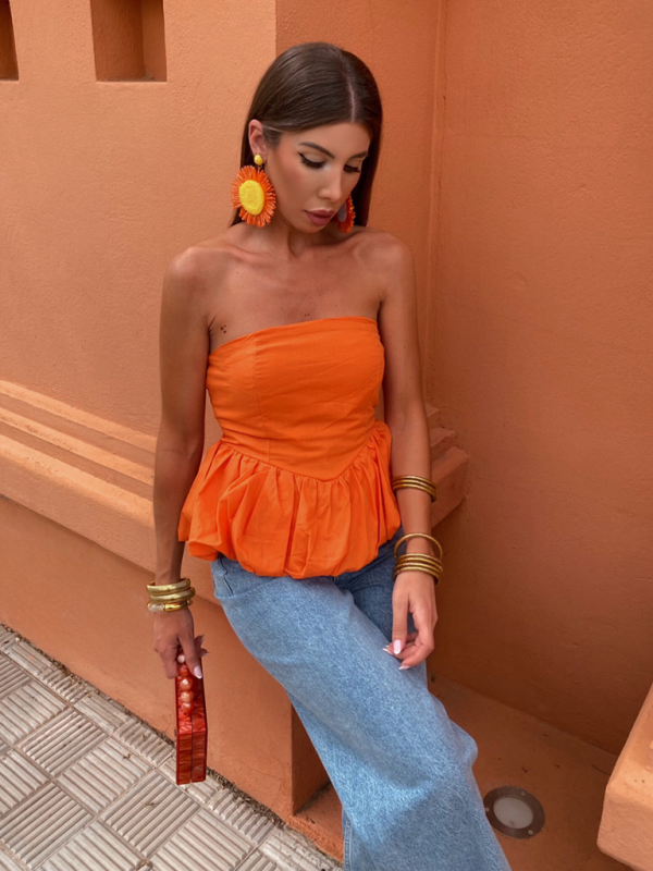Elira New Women's Y2K Tube Top Splicing Sexy Bubble Top