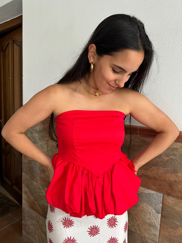 Elira New Women's Y2K Tube Top Splicing Sexy Bubble Top