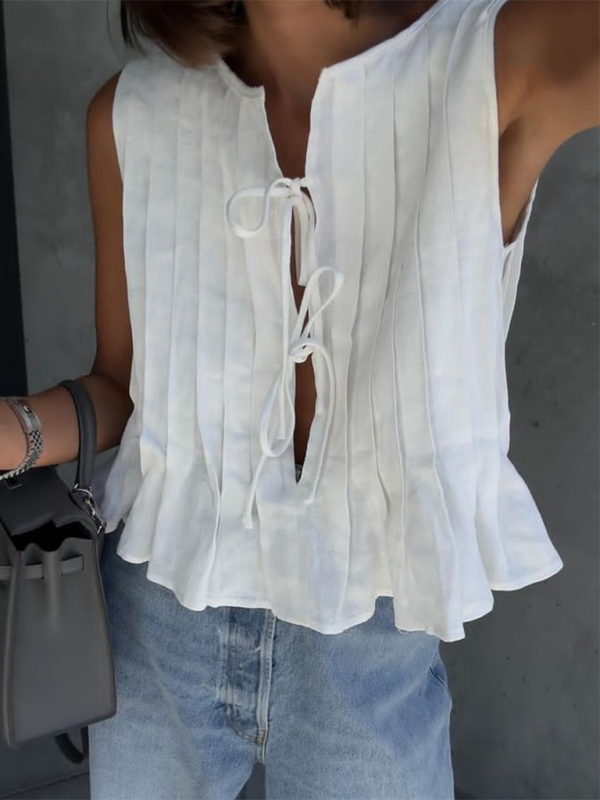Anesha Women's Cotton And Linen Blouse With Straps