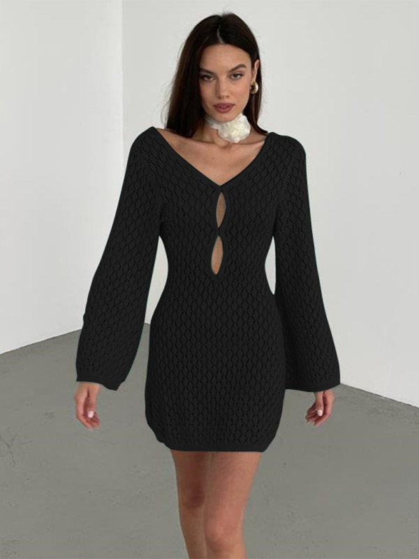Alaiya New Beach Dress Solid Color Sexy Knitted Hollow Bikini Swimsuit Cover Up Sun Protection Clothing