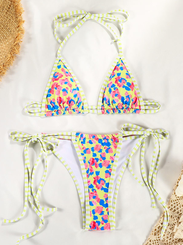Malia New Contrast Color Print Strappy Sexy Two Piece Bikini