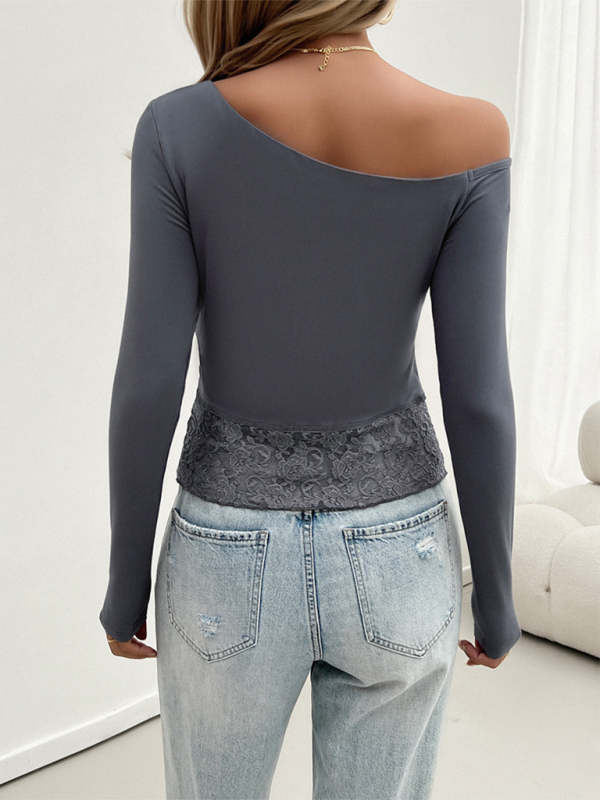 Mariam Women's Y2K Lace Slim Fit Long Sleeve Top