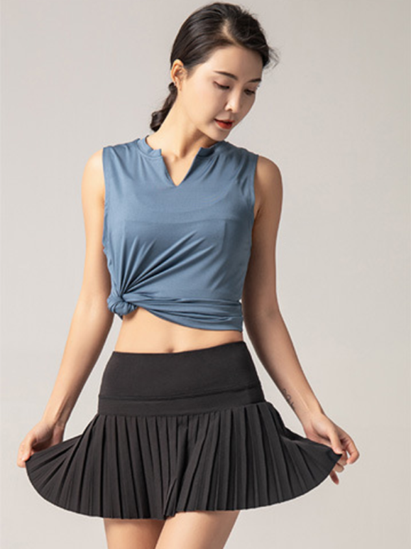 Liana Anti-exposure Outdoor Quick-drying Pocket Culottes Sports Shorts Tennis Pleated Skirt