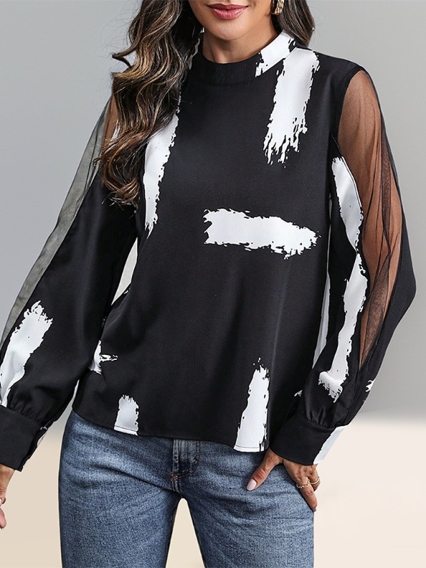 Maxima New Commuter Stand Collar Lace Stitching Long Sleeve Shirt