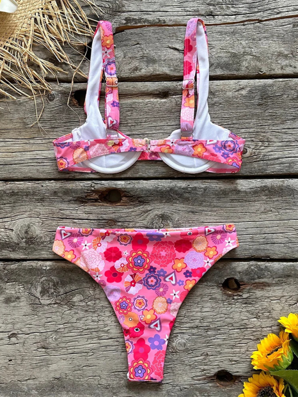 Rachel Women's New Sexy Low Waist Printed Beach Two-Piece Bikini Set