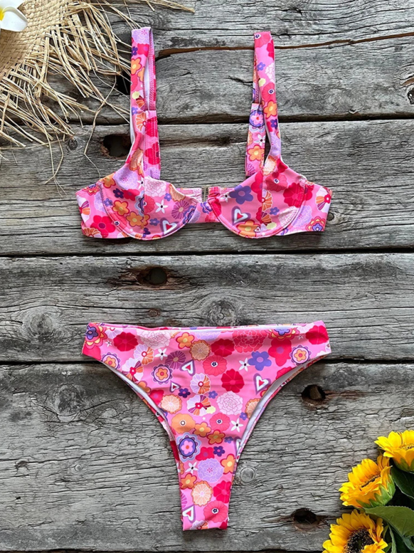 Rachel Women's New Sexy Low Waist Printed Beach Two-Piece Bikini Set