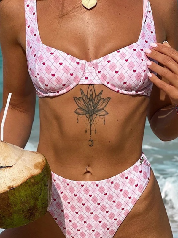 Rachel Women's New Sexy Low Waist Printed Beach Two-Piece Bikini Set