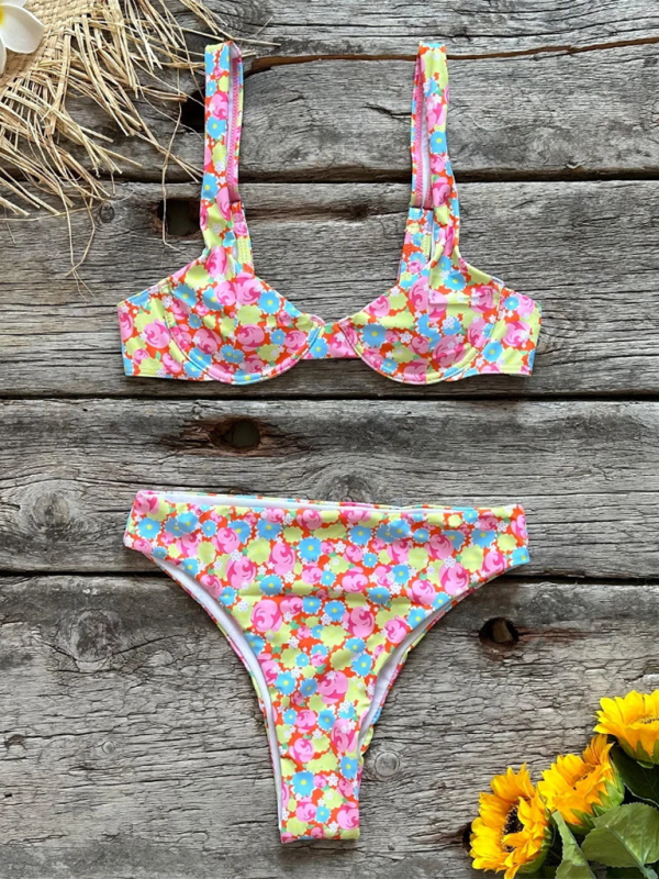 Rachel Women's New Sexy Low Waist Printed Beach Two-Piece Bikini Set