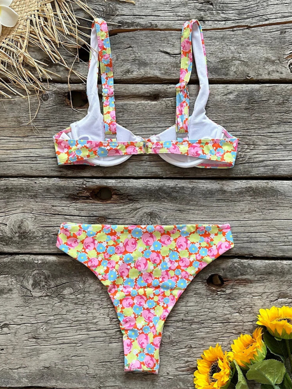 Rachel Women's New Sexy Low Waist Printed Beach Two-Piece Bikini Set