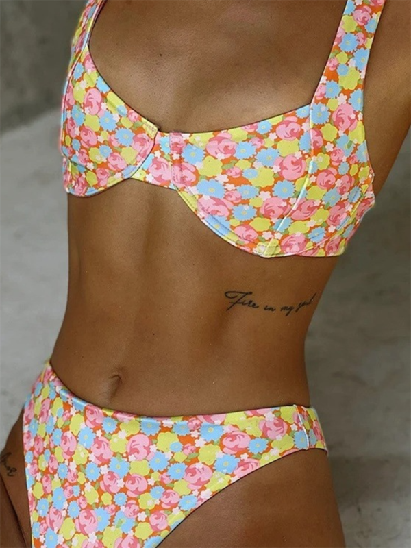 Rachel Women's New Sexy Low Waist Printed Beach Two-Piece Bikini Set