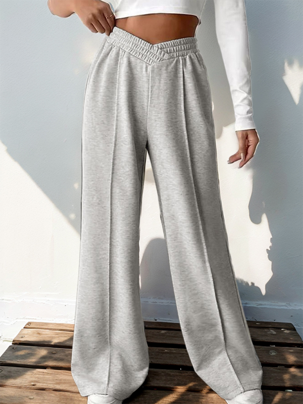 Saylor New women's Casual Elastic High Waist Stitching Wide Leg Pants