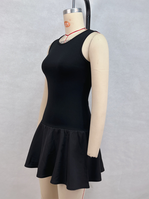 Adelaide Ladies New Women Fashion Solid Color Sleeveless Stitching Casual Dress