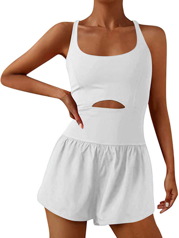 Carmen Women's Beautiful Back Double Strap Tight Jumpsuit Yoga Sports Jumpsuit Shorts