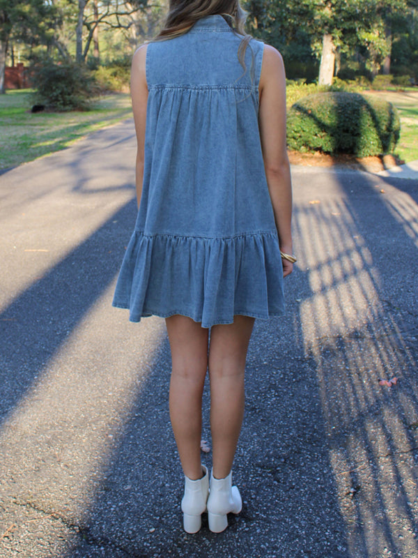 Kaia Denim Bow Tie Loose Dress